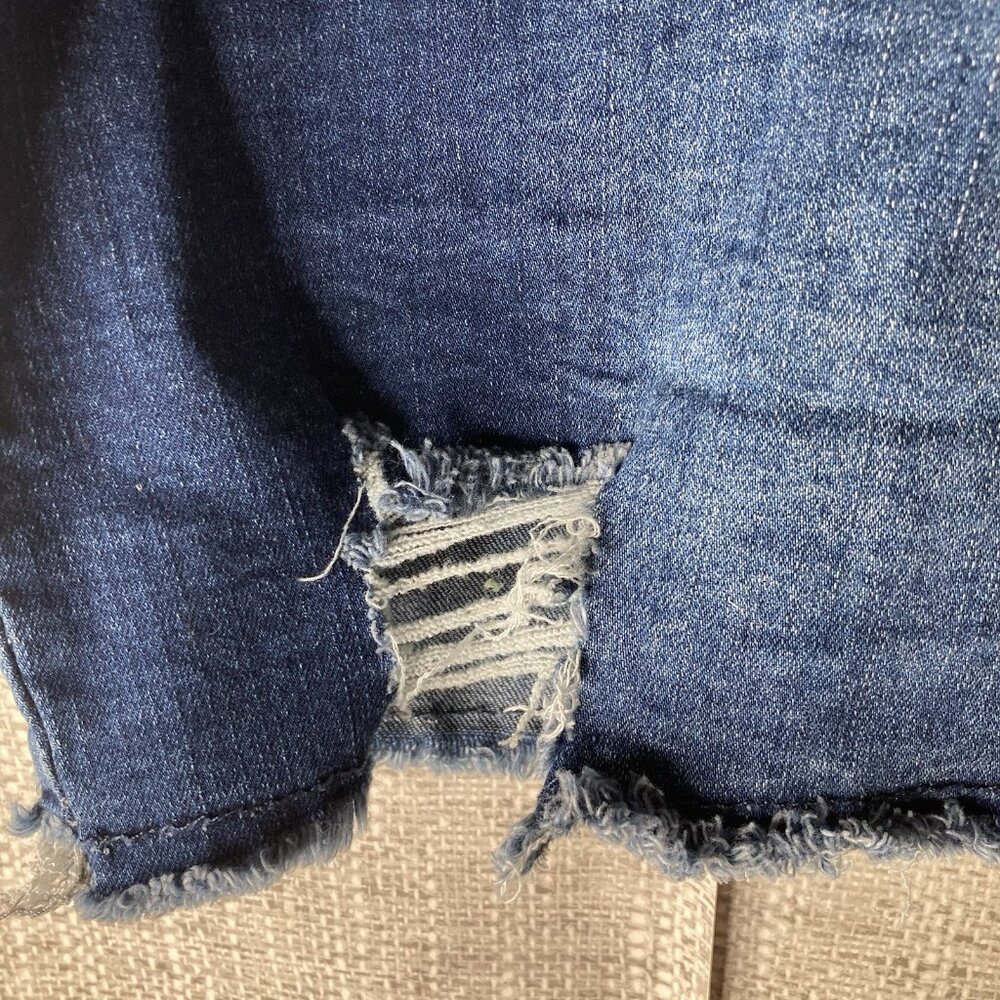 It's Blue Denim Destress Mini Skirt Women's Size 24W Pockets On Front And Back. - Picture 5 of 8